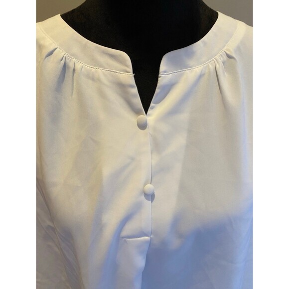 Quezhu Blouse White Plus Size XL Top Sleeveless Silky Feel Stylish Work Wear - Picture 2 of 7